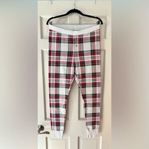 Old Navy Christmas White & Red Tartan Plaid Matching Pajama Bottoms Women’s LG